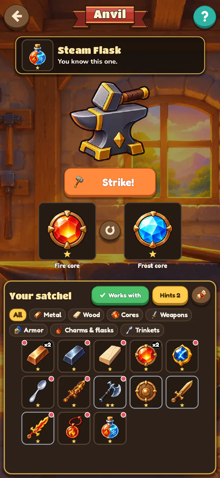 The Anvil shows what two things make before you strike.