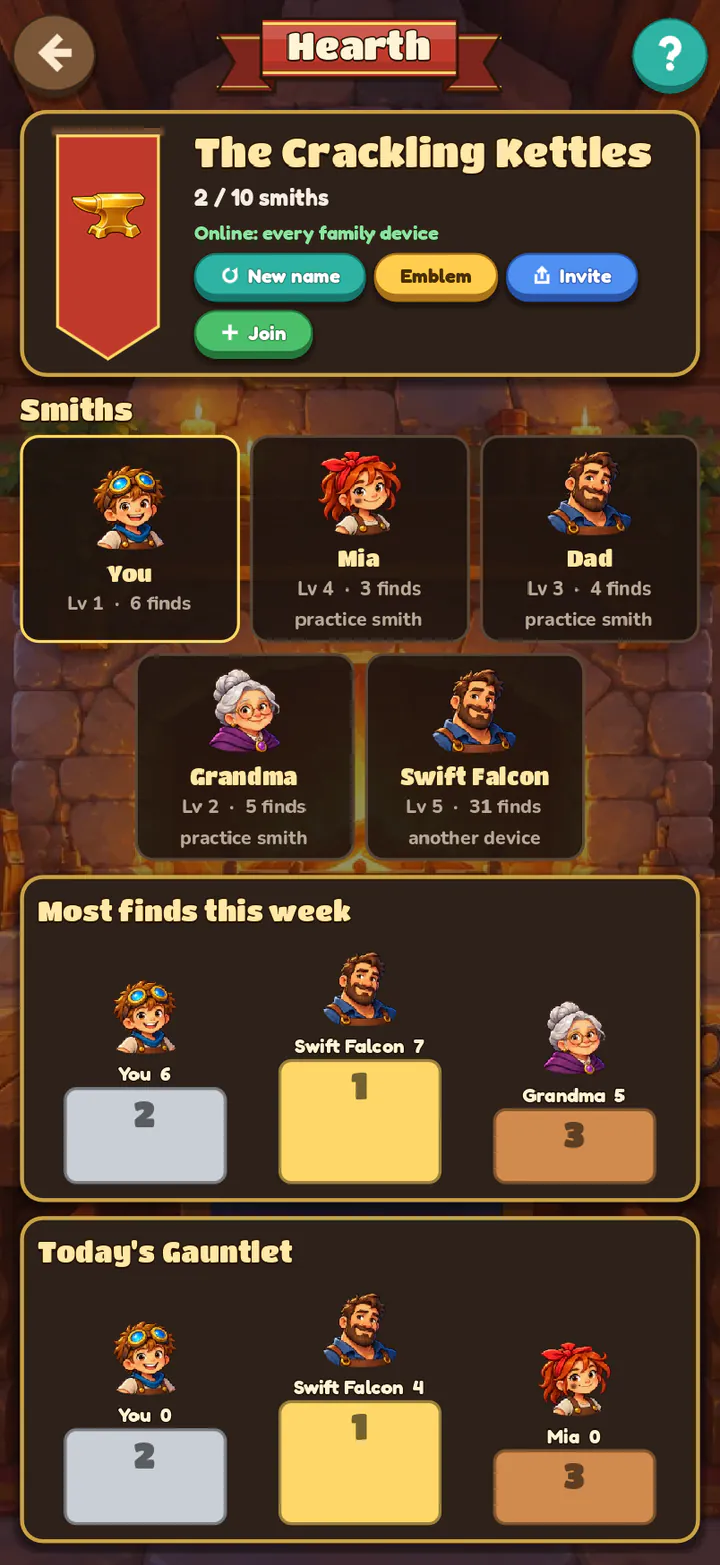 The Hearth: your family's banner, its smiths and this week's races.