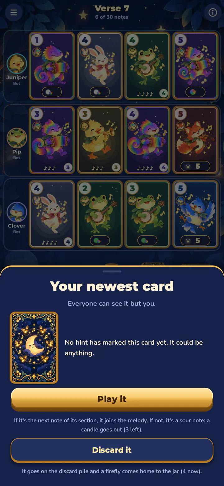 Tap one of your cards and it tells you what playing or discarding it would do.