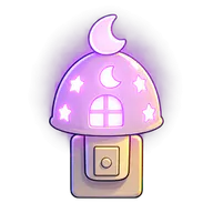 A nightlight glowing purple