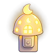 A nightlight glowing warm yellow