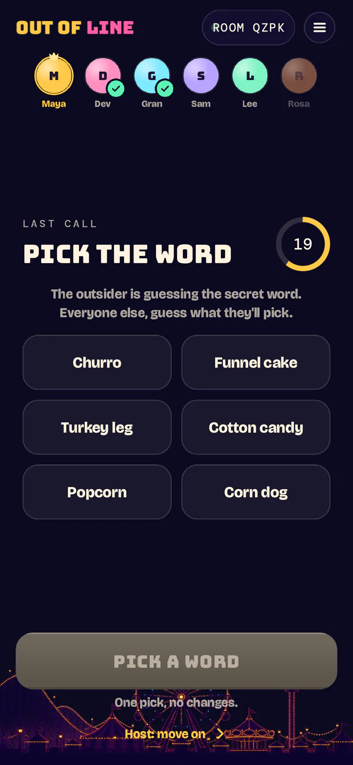 The outsider's last chance: pick the word.