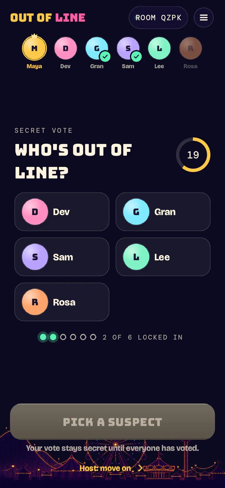 Who's out of line? Vote in secret.