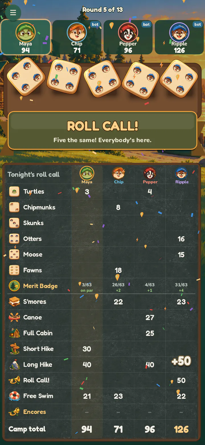 Fünf gleiche: Roll Call!