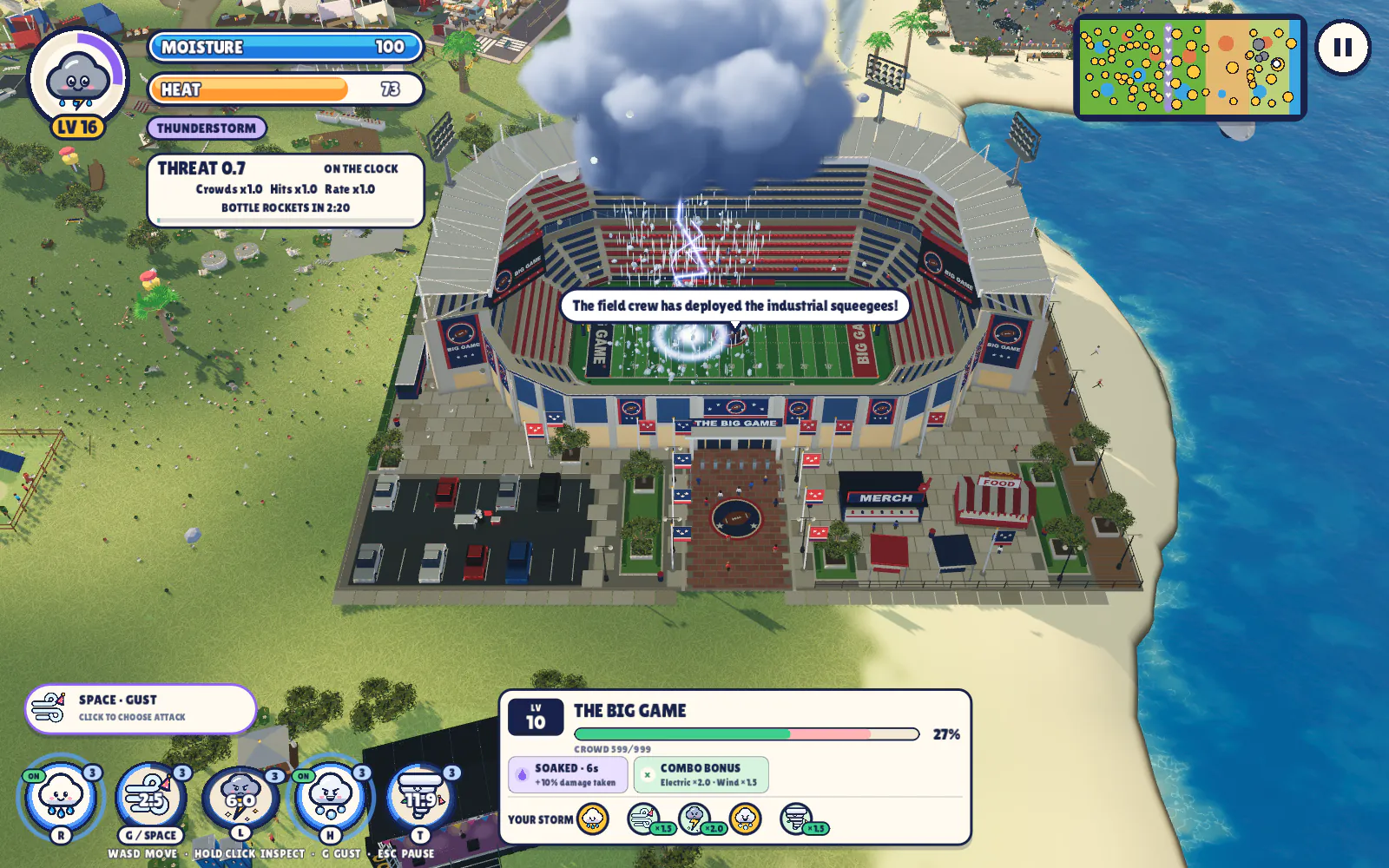 A thunderstorm takes on the Big Game, lightning and all.