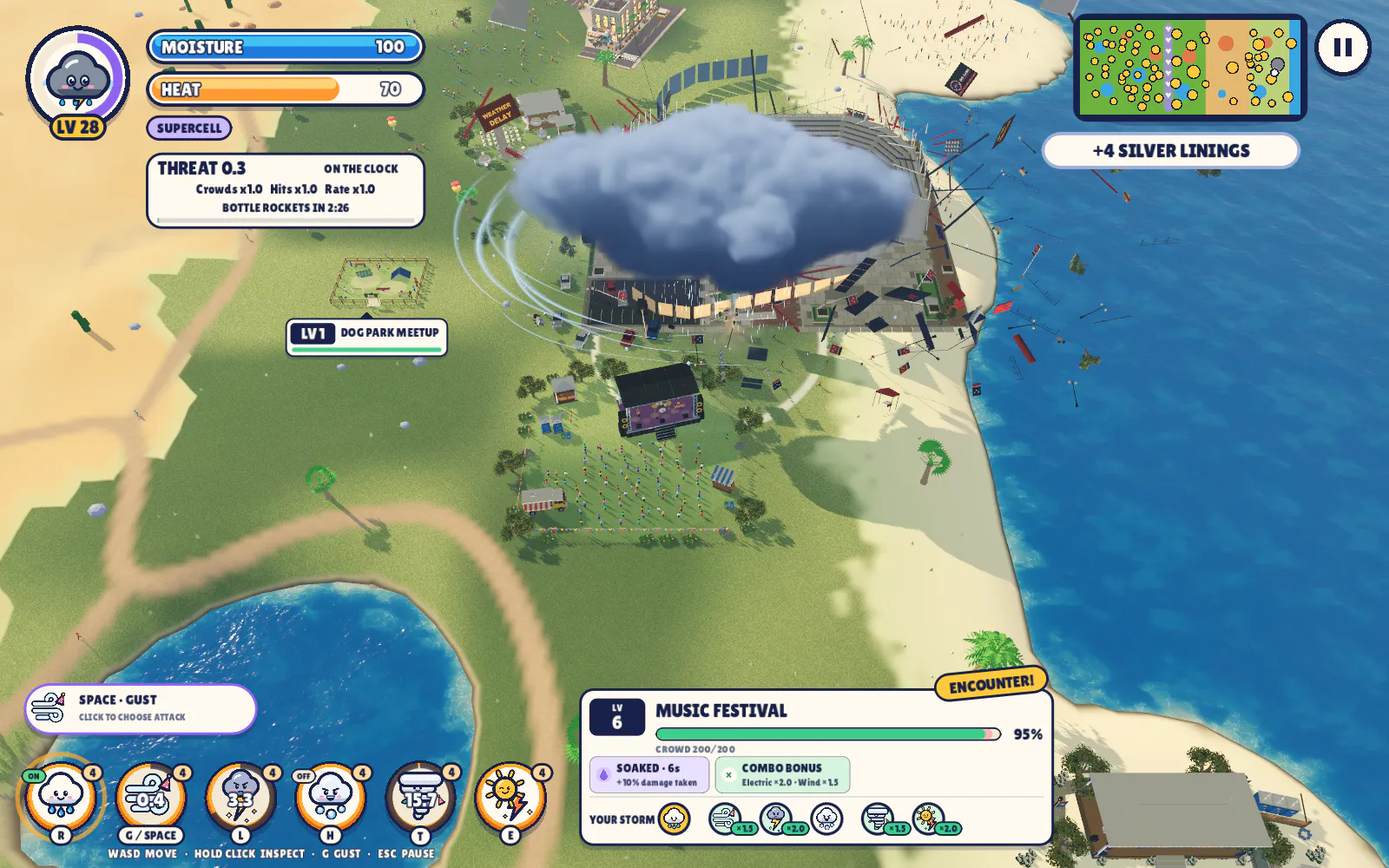 A supercell versus a music festival. The stage did not survive.